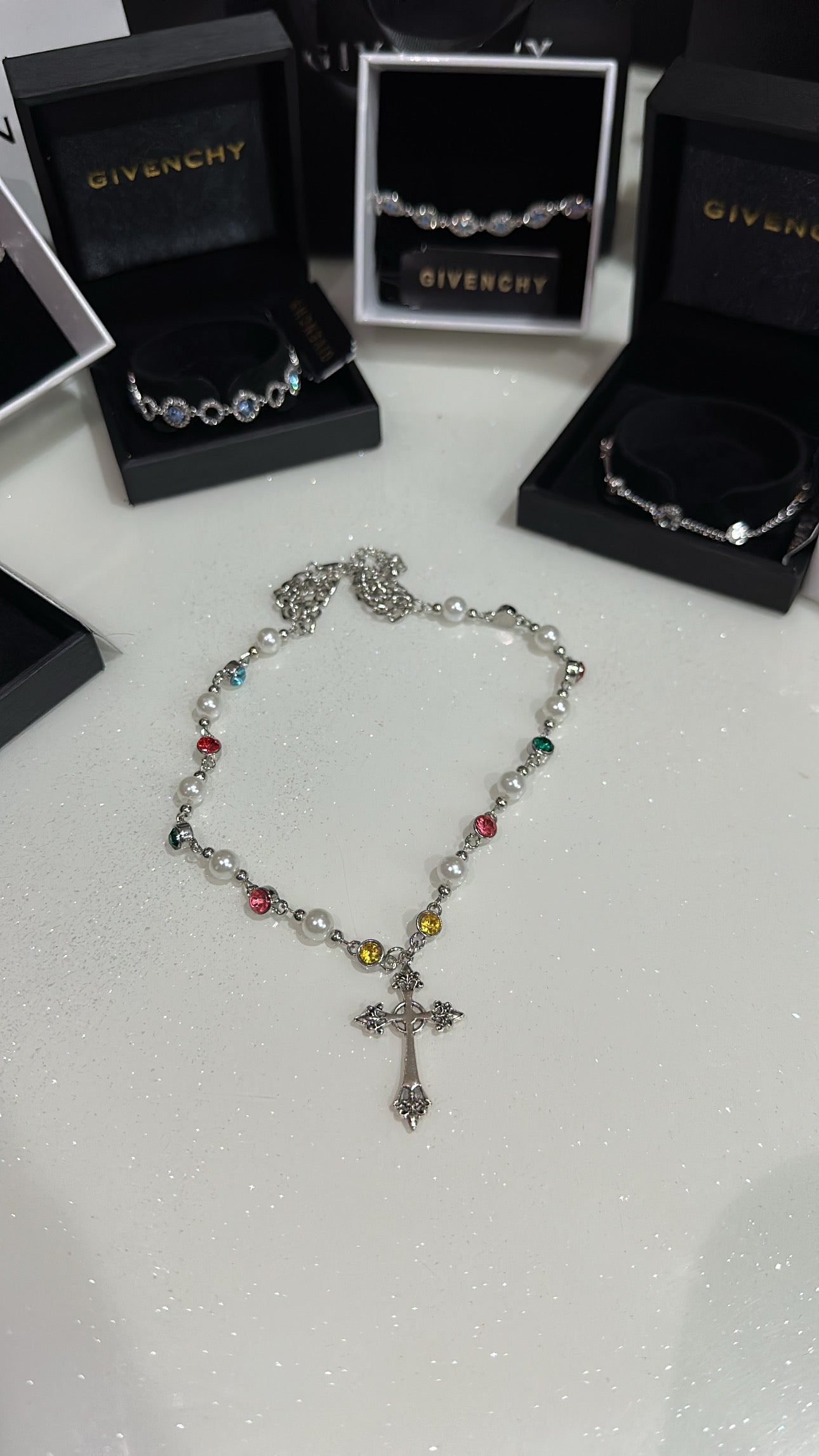 CROSS ROSARY NECKLACE